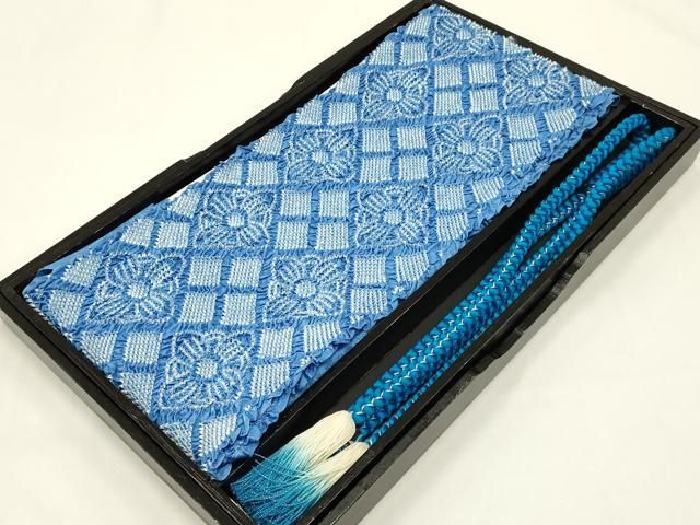 平和屋本店●和装小物 帯締め 帯揚げセット 振袖用 総絞り 花菱 金糸 撚り房 AABC4203ay