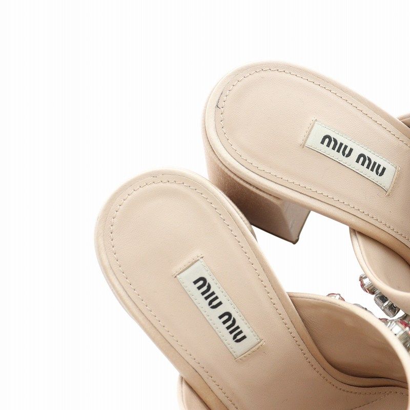 miumiu ミュール ミュウミュウ miumiu ミュール サンダル スクエアトゥ ロゴ
