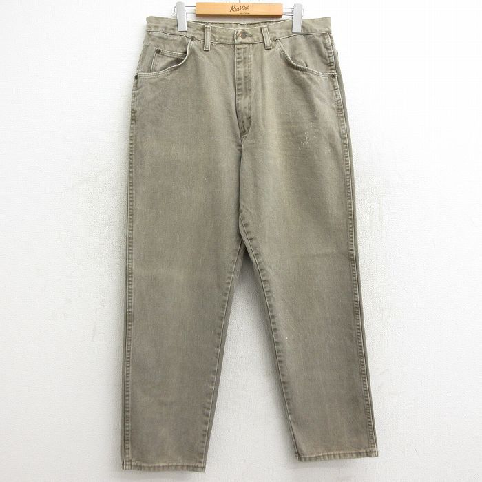 W36/古着 ラングラー ジーンズ メンズ 90s コットン ベージュ カーキ デニム 24jul06 中古 ボトムス ジーパン Gパン ロング パンツ