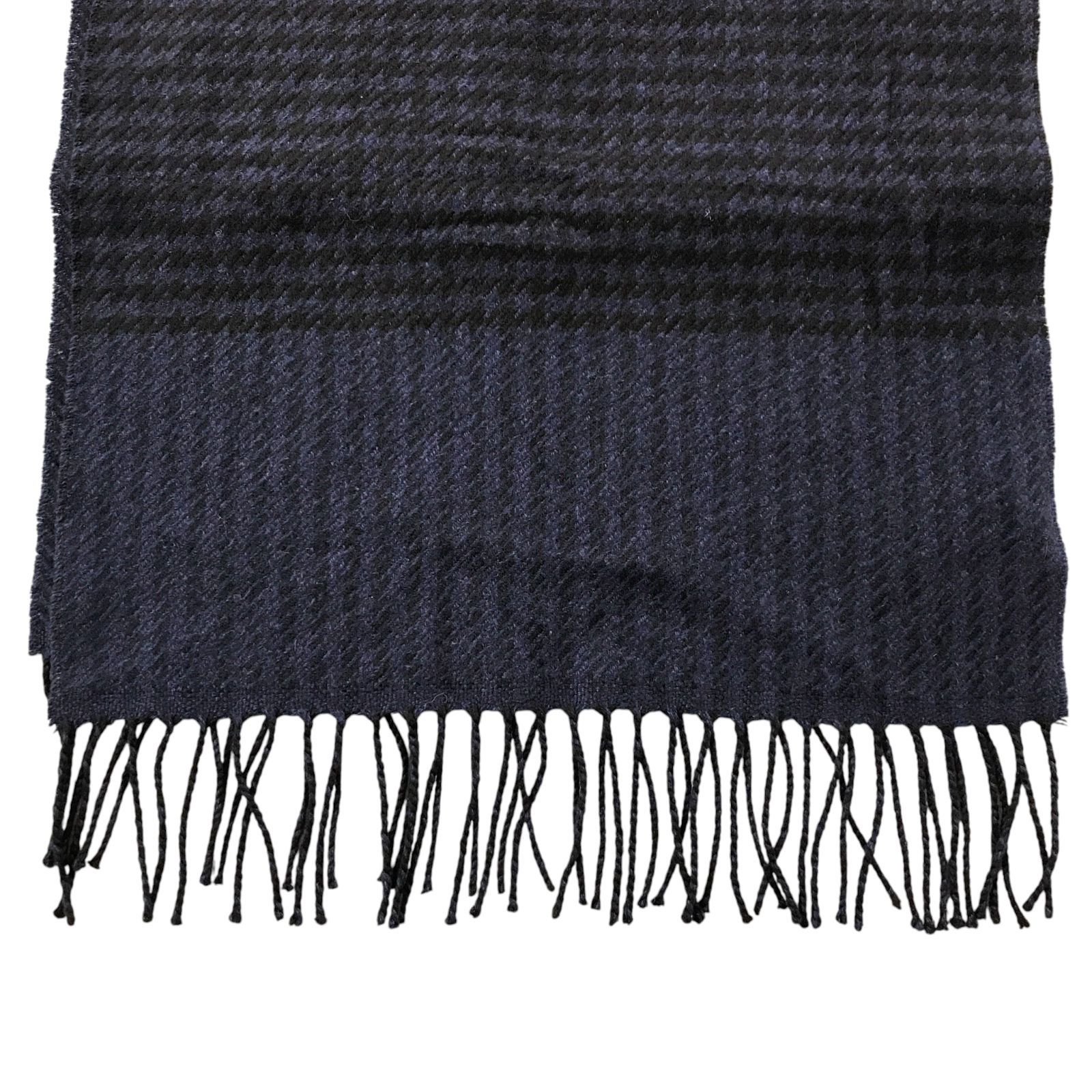 Z1551【美品】dunhill ダンヒル ストール マフラー ショール 紺×黒