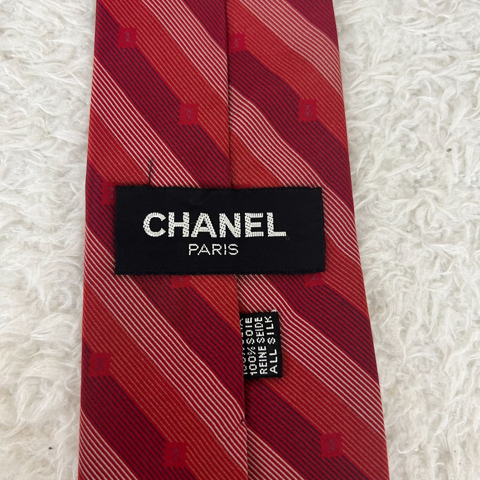 美品】CHANEL シャネル シルク ネクタイ 赤