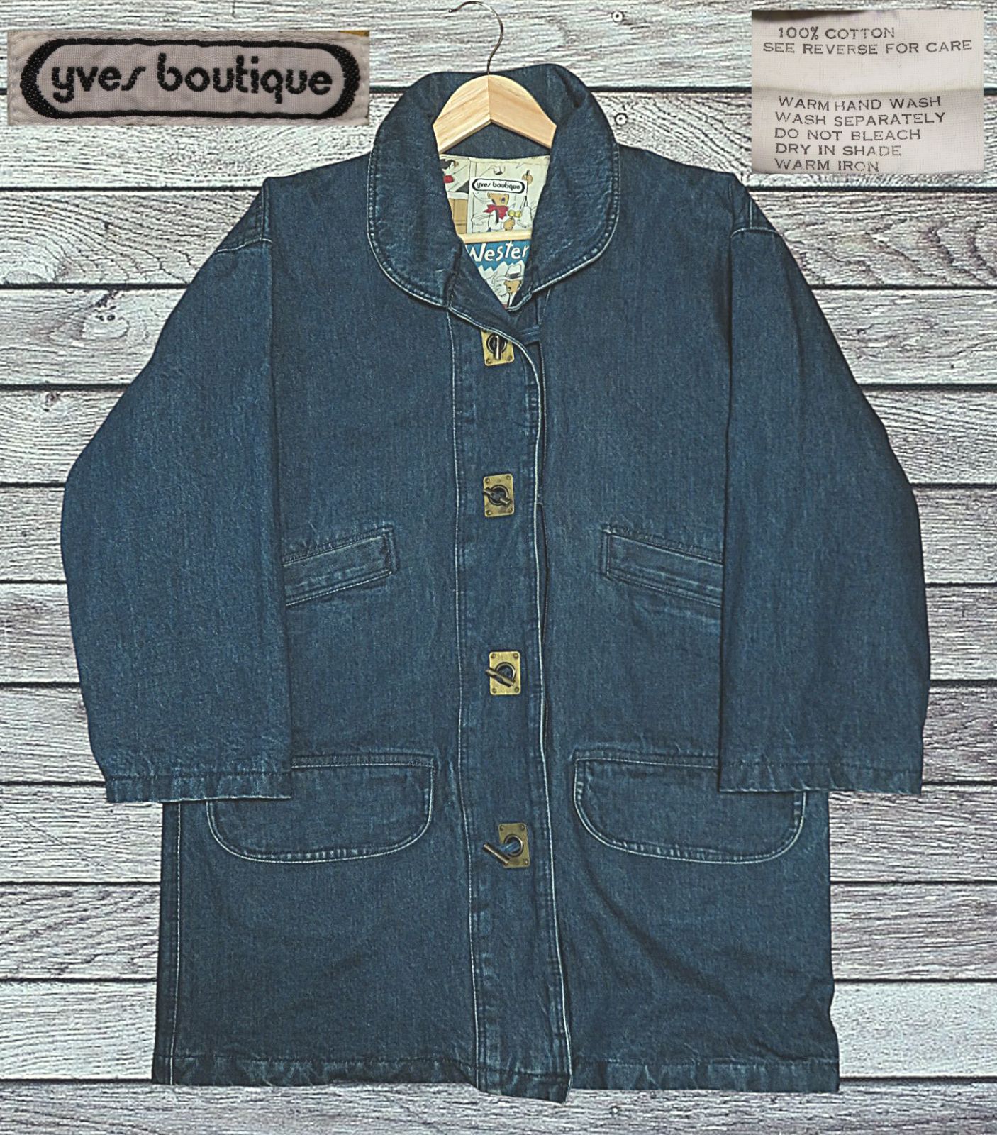 ✅️ yves boutique イブ ブティック ビンテージ 80s頃 ショールカラー デニムコート ジャケット