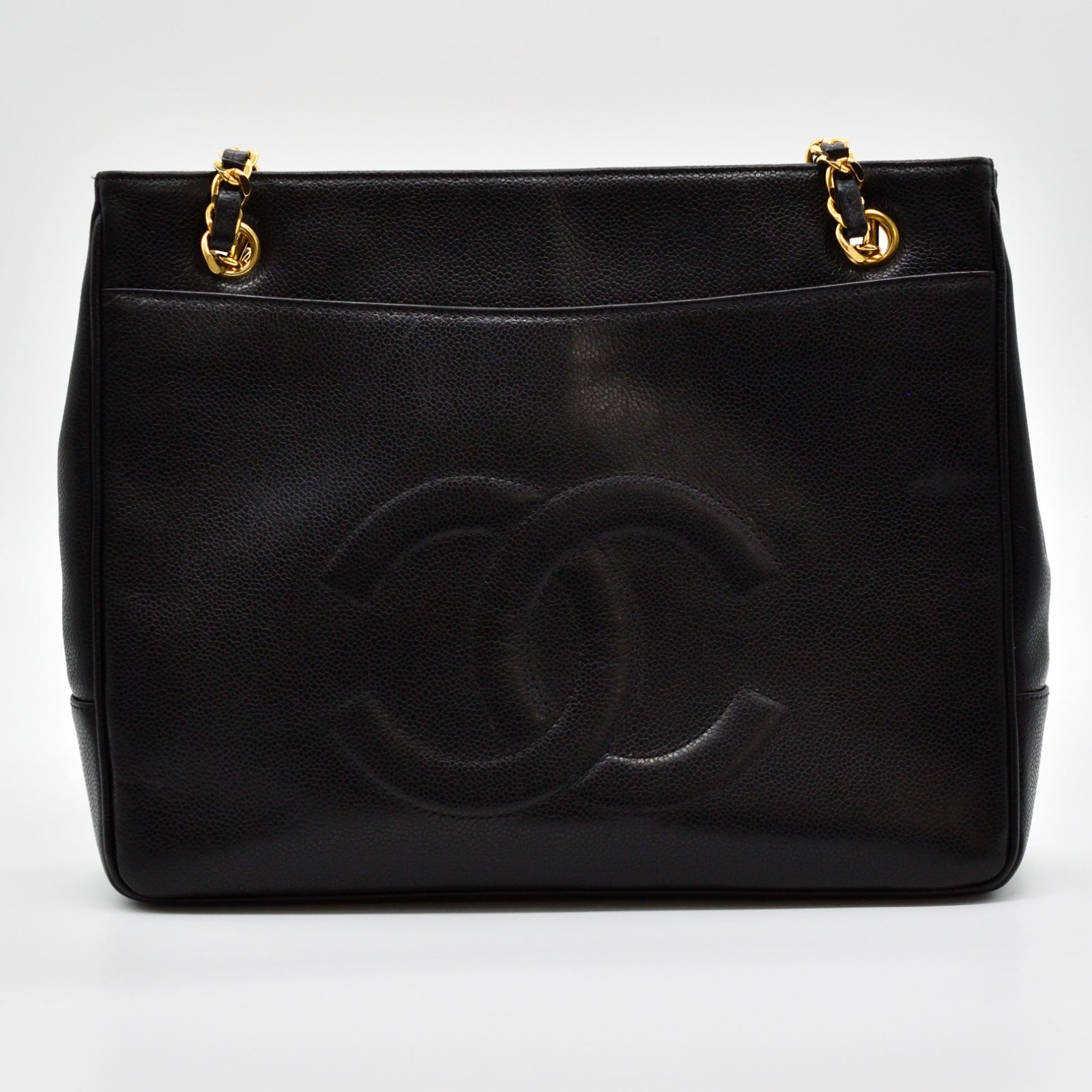 シャネル CHANEL キャビアスキン ココマーク チェーントートバッグ