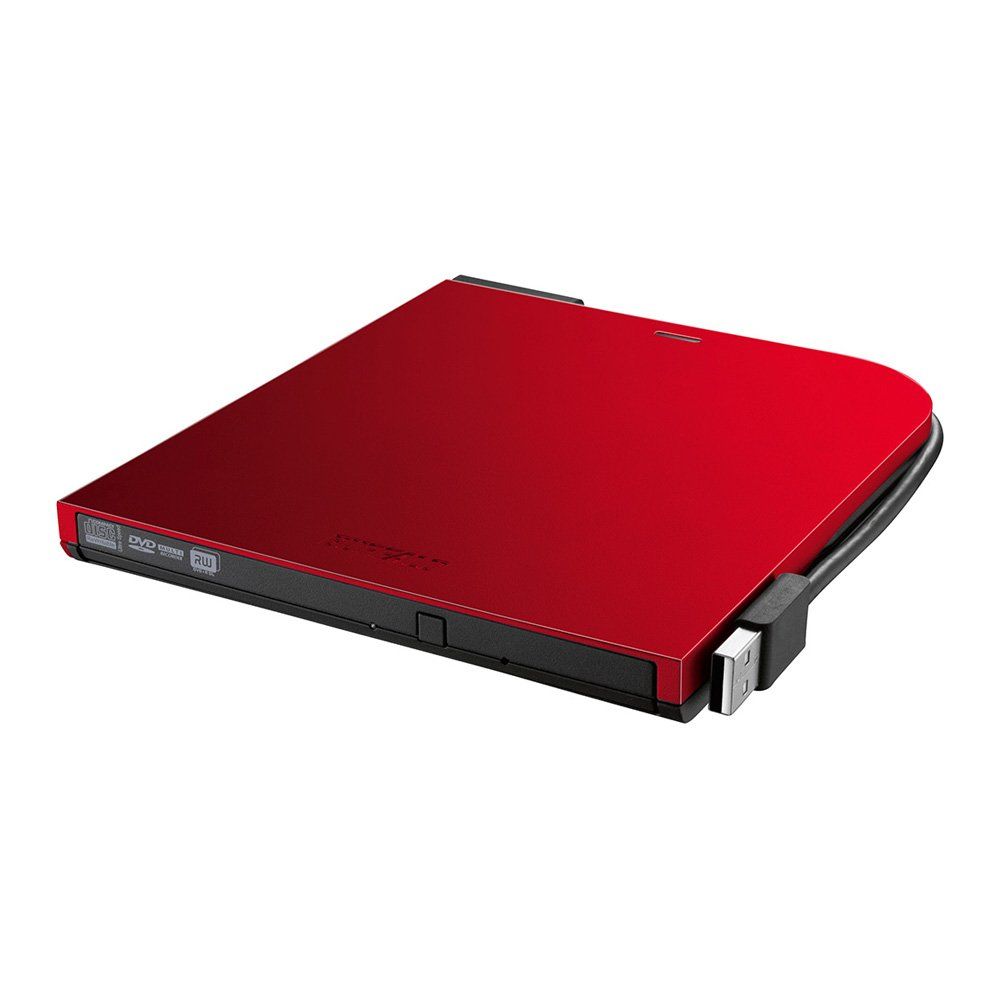 BUFFALO Surface対応 書き込みソフト添付 ケーブル収納 ウルトラスリムタイプ ポータブルDVD レッド DVSM-PT58U2V-RDC レッド