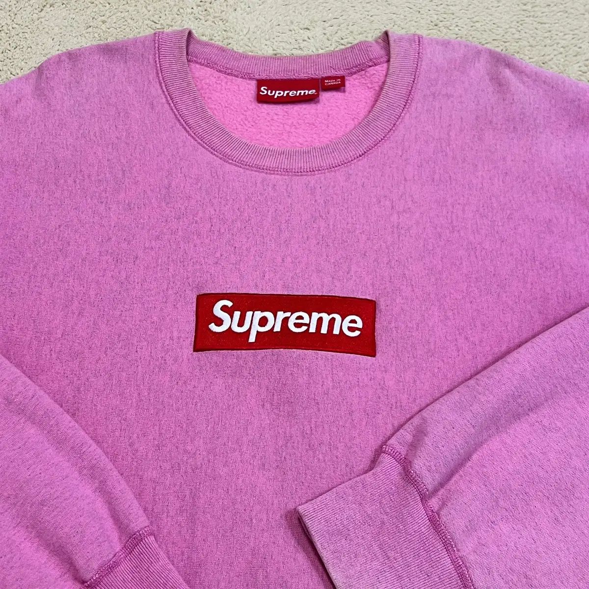 XL Supreme シュプリーム 15FW ボックスロゴ クルーネック ヘザー ピンク