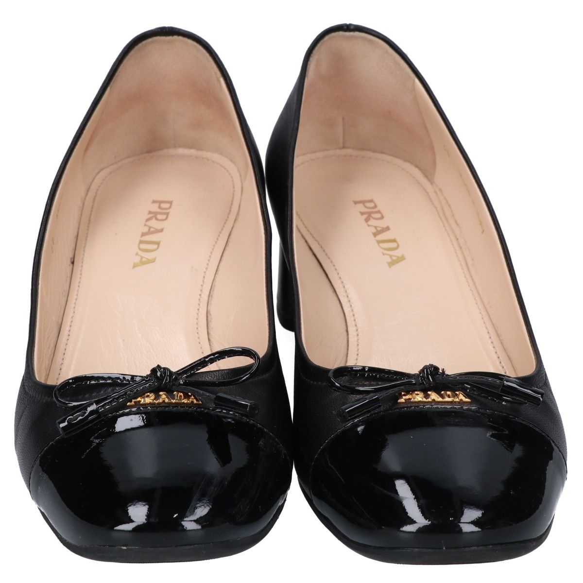 PRADA プラダ 1I150L ロゴ チャンキーヒール パンプス 38 - メルカリ 