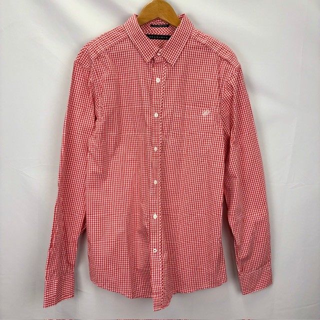 SEAN JOHN TAILORED FIT チェック　ワンポイント刺繍　長袖シャツ　サイズⅬ　07031006　01