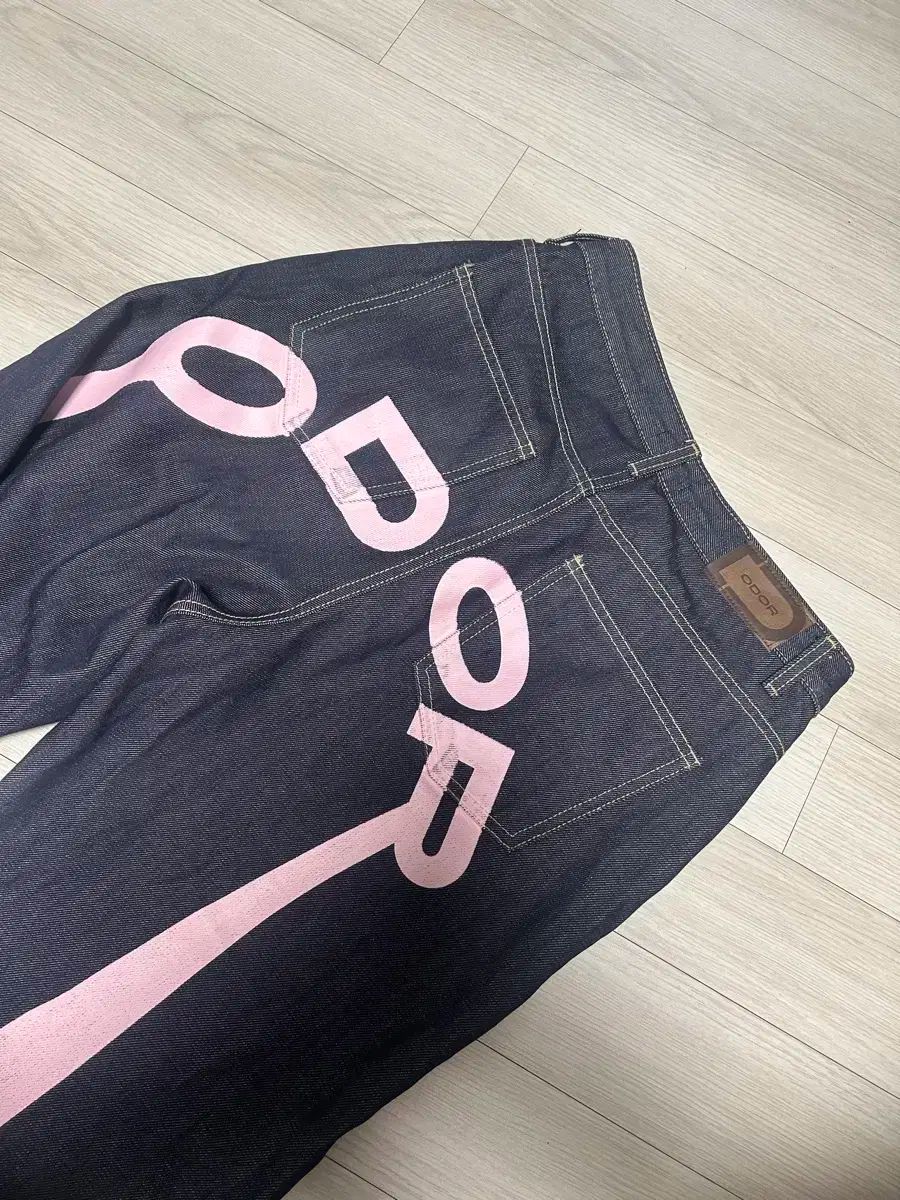 ODOR ロゴ ドロップ デニム パンツ ピンク サイズ2