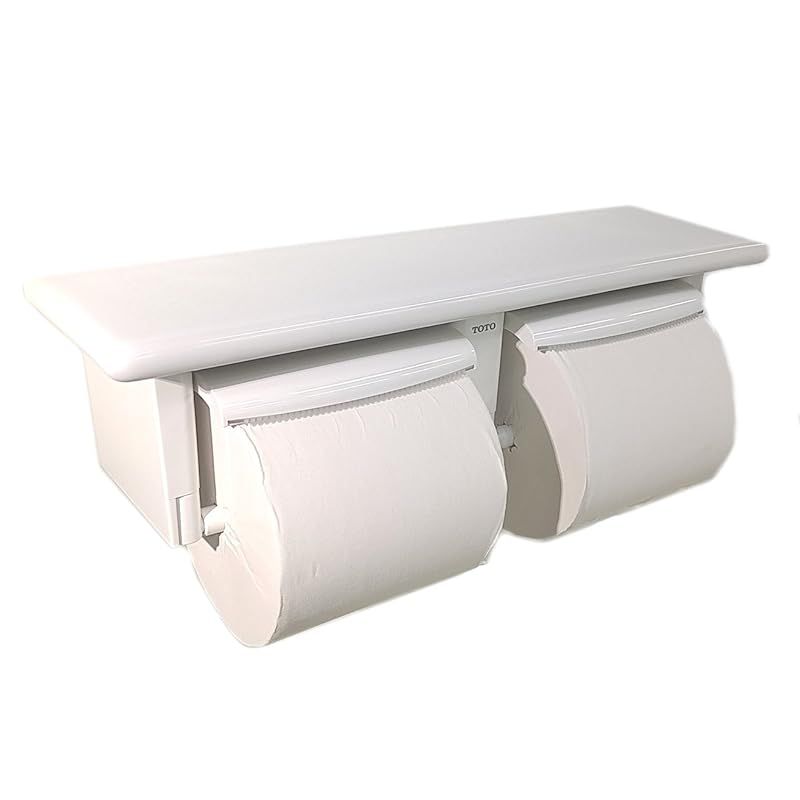 TOTO 二連紙巻器 棚付き 陶器 樹脂製 ホワイト YH74SR NW1 芯なしペーパー対応