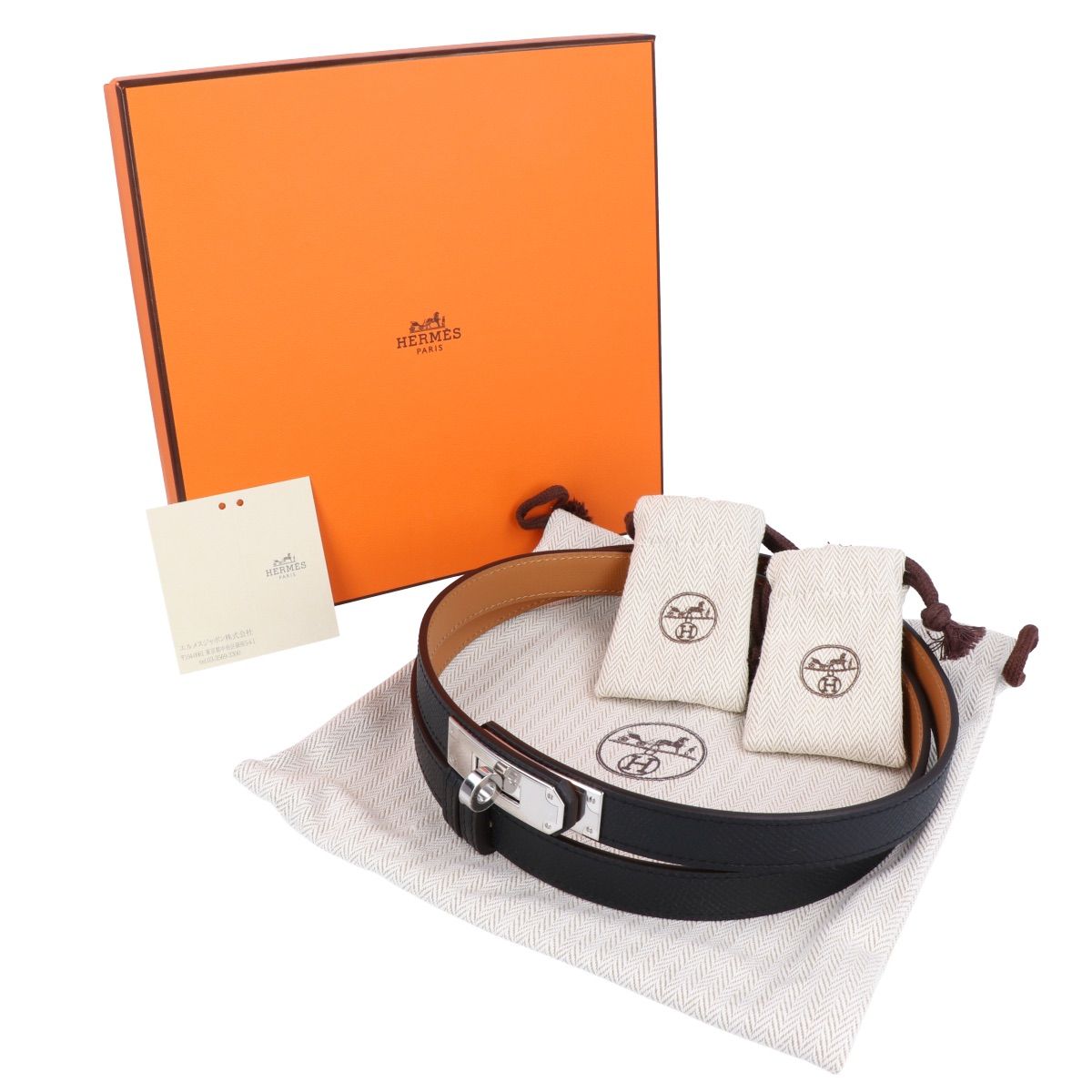 HERMES】 エルメス ケリーベルト B刻印 2023年製 ブラック 黒 シルバー