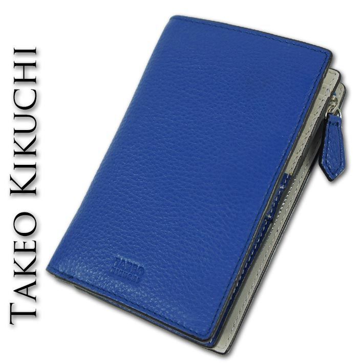 タケオキクチ TAKEO KIKUCHI 牛革 縦型 セミ長財布 メンズ ブルー セレクトスペースカラーズ メルカリ