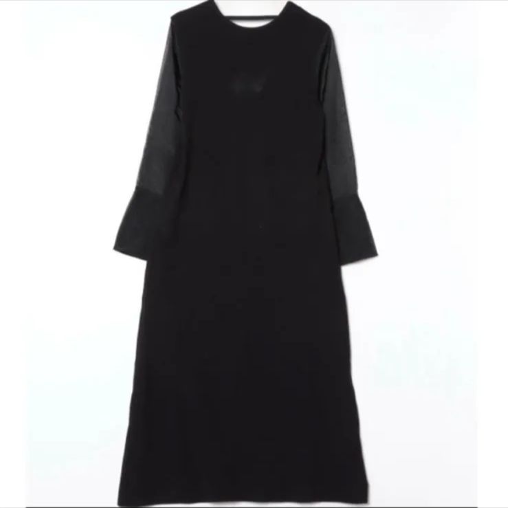 アダムエロペ WEB シアースリーブジャージーワンピース ブラック 長袖