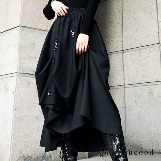 Le sucood アシンメトリーロングスカート リング デザイン ゴシック