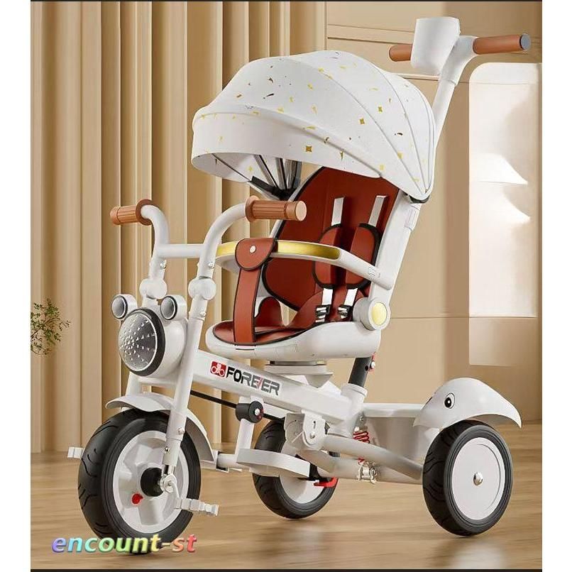子供用三輪車 乗用玩具?三輪車 三輪車 折りたたみ キッズバイク 手押し棒付き 日よけ付 1歳から5歳までの赤ちゃんへのギフト 簡単な取り付