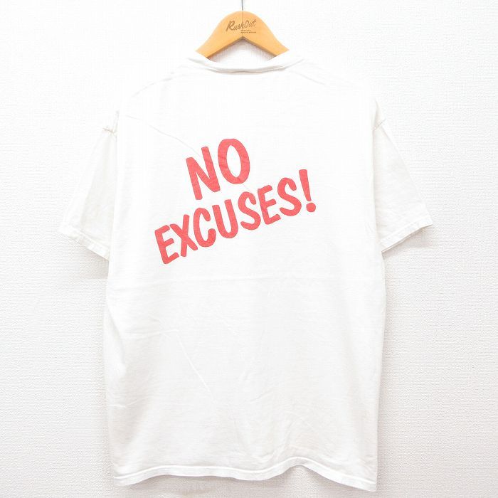 L/古着 ヘインズ 半袖 ビンテージ Tシャツ メンズ 00s NO EXCUSES コットン クルーネック 白 ホワイト 24jul13 中古