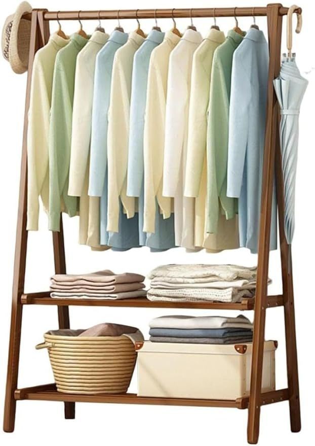【在庫処分】Buccvut ハンガーラック 木製 衣類収納ラック 洋服ラック 家庭 頑丈 大容量 幅66cm/86cm/116cm 洋服掛け コートハンガー 帽子らっく 組み付け簡単 棚付き 寝室 玄関 多機能収納 (グリー