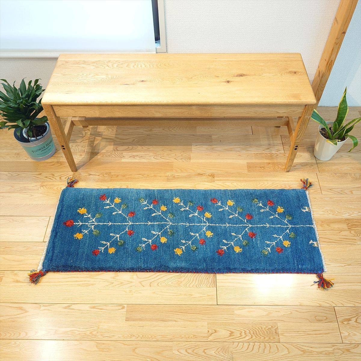 118x42cmペルシャ ギャッベ ミニランナー 手織り絨毯 長さ100-119cm