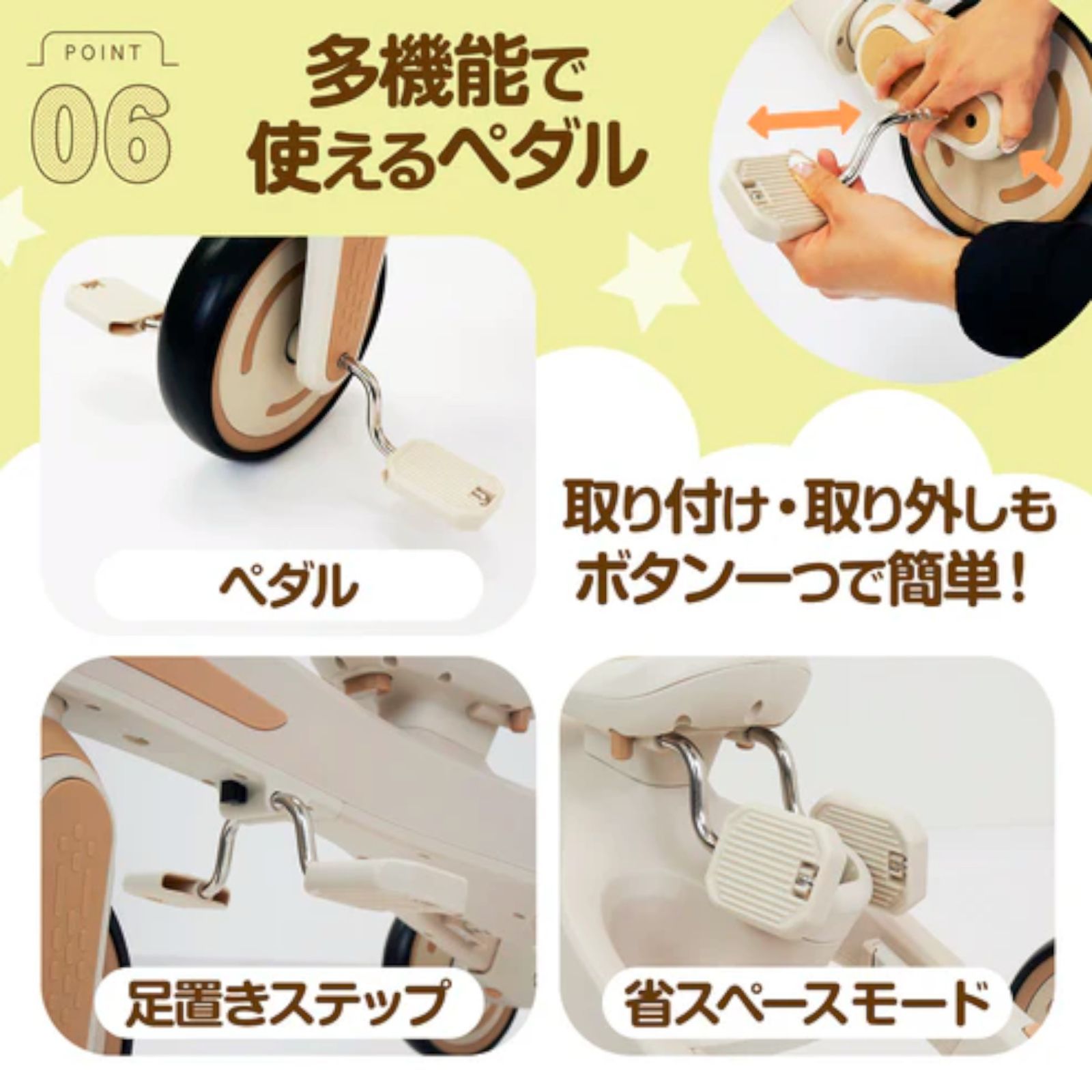 2645 三輪車 レッド 2歳 手押し棒付き 折りたたみ 1歳 3歳 子供