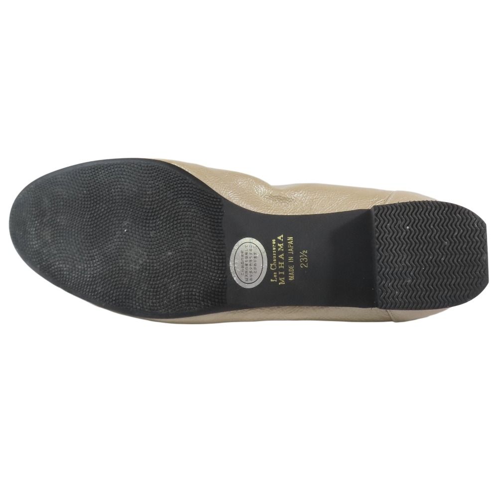 极美品ベージュ×ブラック バレリーナシューズ 23.5cm