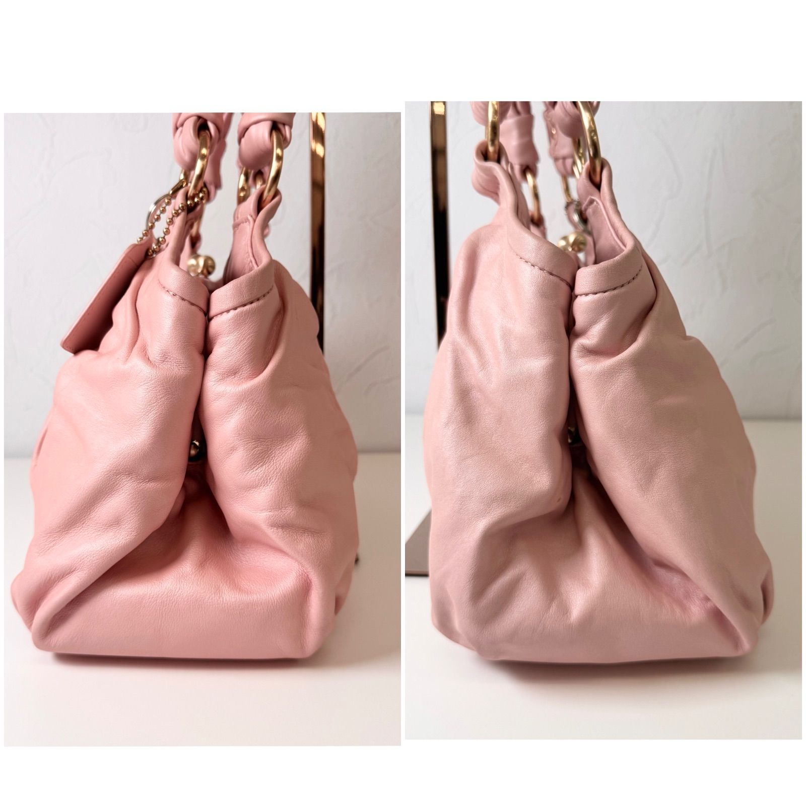 美品 COACH コーチ ハンドバッグ オールレザー がま口ポケット 美品 オールドコーチ ☆ USA製 レザー がま口 ショルダーバッグ