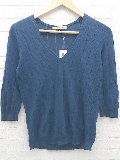 ◇ BACCA バッカ TOMORROWLAND ストライプ 長袖 カットソー 38 ブルー