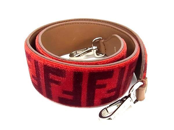 FENDI フェンディ ズッカ柄 ストラップユー バッグ用 ショルダーストラップ 肩掛け レッド系 AW3573