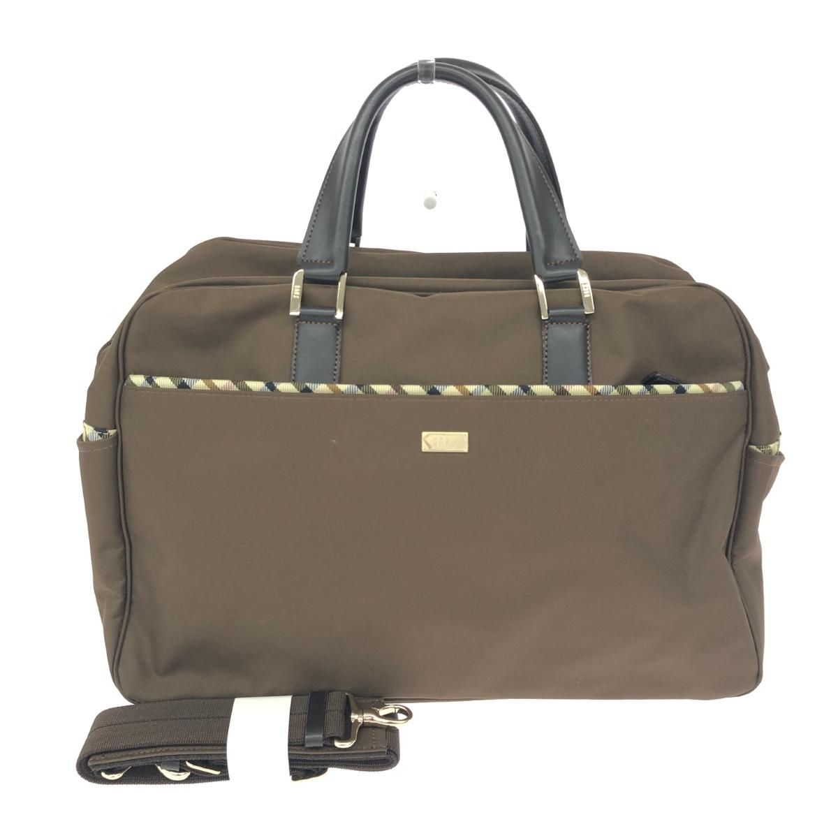 良好 DAKS LONDON ダックスロンドン 2WAY ボストンバッグ ブラウン 