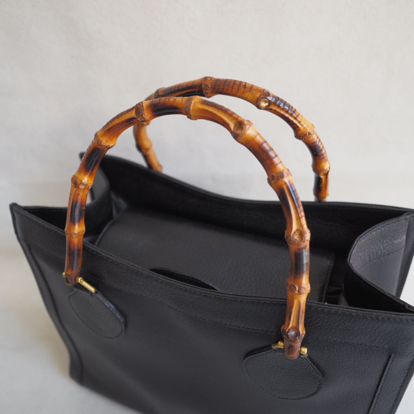 オールドグッチ GUCCI バンブー ハンドバッグ レザー ブラック 2 