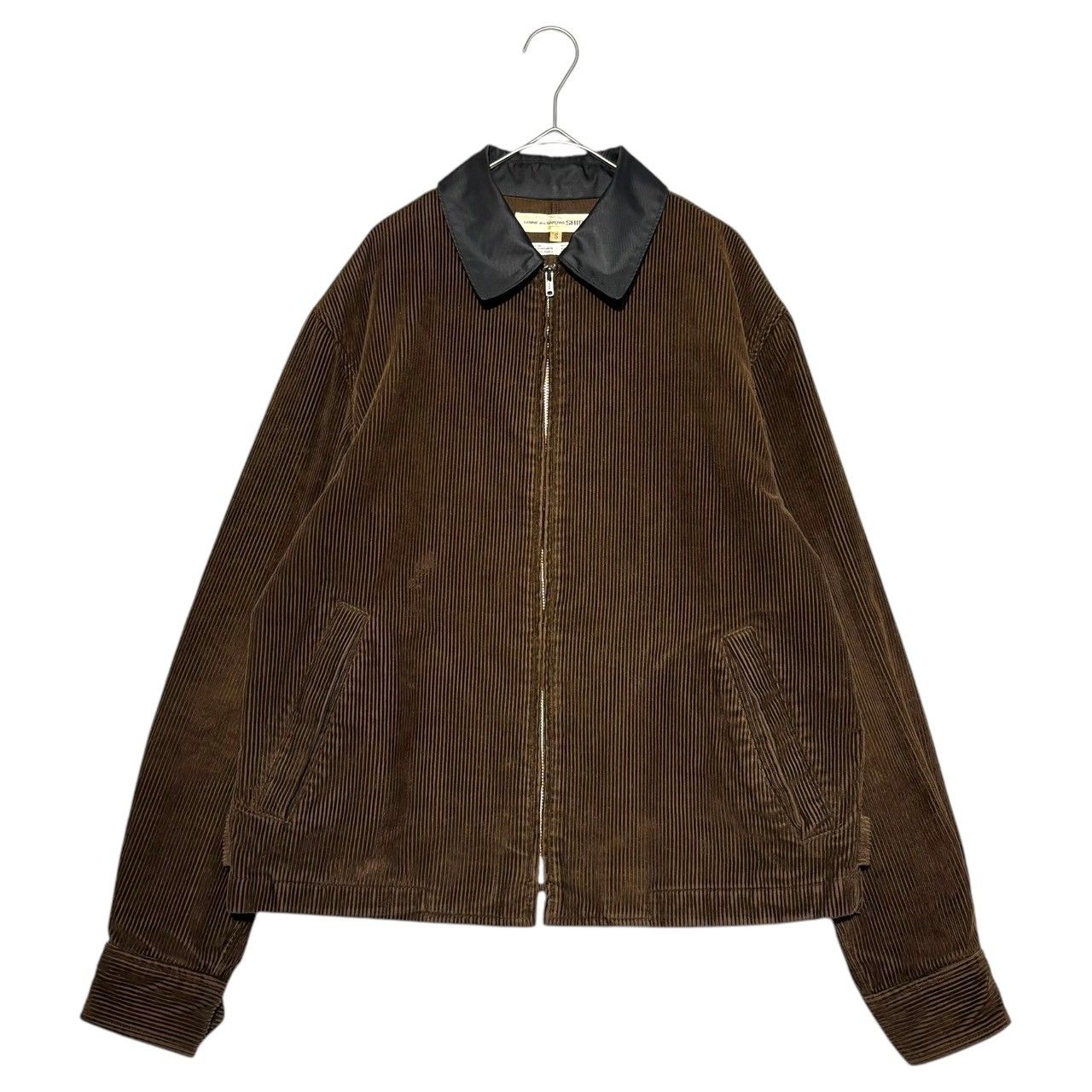 COMME des GARCONS SHIRT コムデギャルソンシャツ 90 s Nylon collar zip-up corduroy jacket 90年代 襟 ナイロン ジップアップ コーデュロイ ジャケット S ブラウン×ブラック