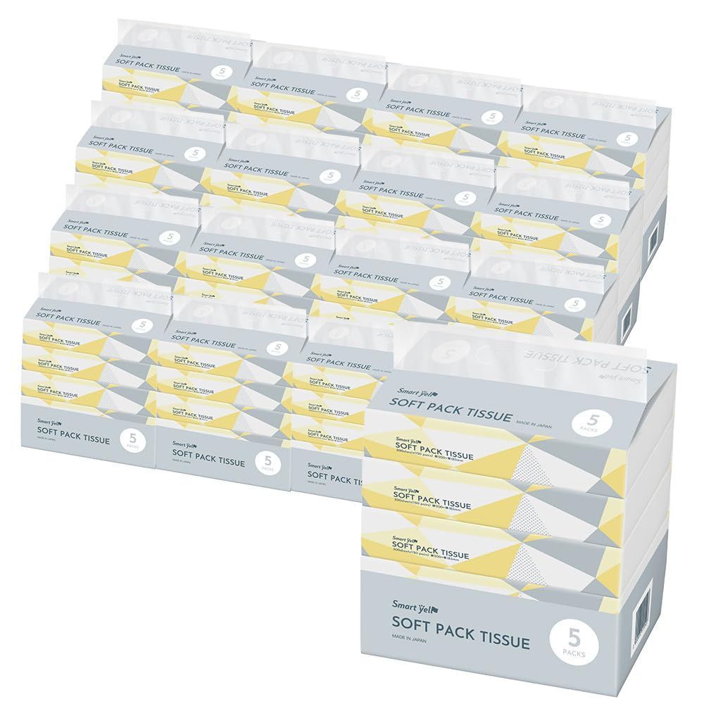 スマートエール ティッシュ 300枚 150組 ×100パック 日本製 ティッシュペーパー 蛍光染料 20個セット 不使用 PLAZA パルプ アイリスプラザ IRIS