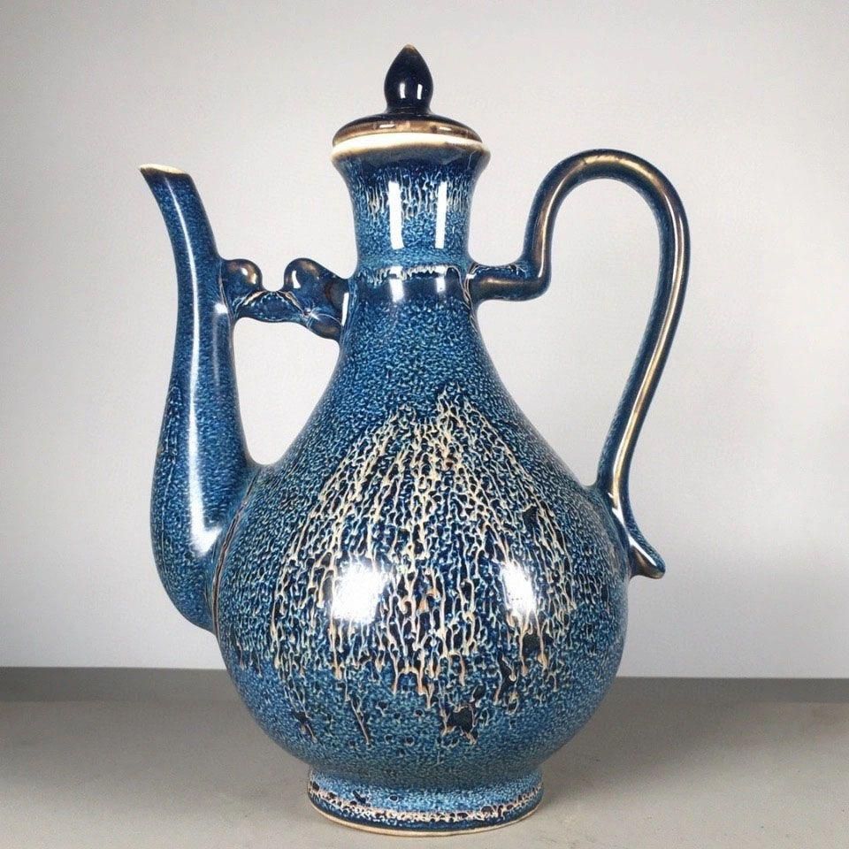 清乾隆  鈞窯鈞藍窯変釉執壺 徳利 装飾品 工芸品 美術品  置物 清乾隆 鈞窯鈞藍窯変釉執壺 徳利 装飾品 工芸品 美術品 置物