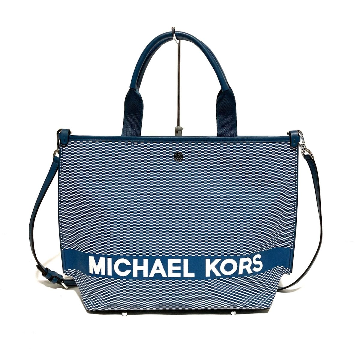 MICHAEL KORS(マイケルコース) トートバッグ - ブルーグレー×白