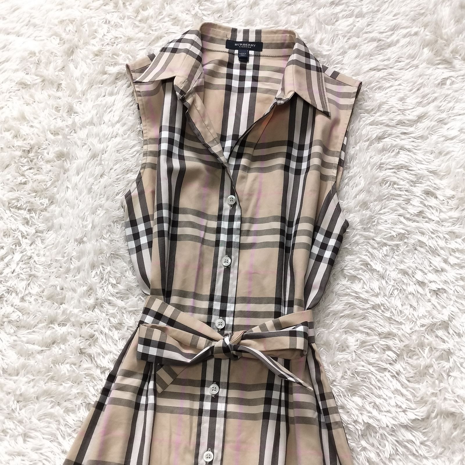 BURBERRY LONDON シャツワンピース ノースリーブ ノバチェック XS