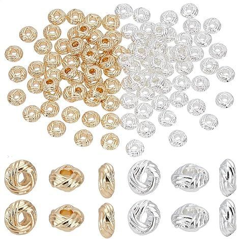 【在庫処分】PH PandaHall 約100個 合金 円形 ロンデルビーズ 平型 スペーサービーズ 6mm フラットビーズ 金属ビーズ メタルビーズ ブレスレット ネックレス アクセサリーパーツ ジュエリー作り 