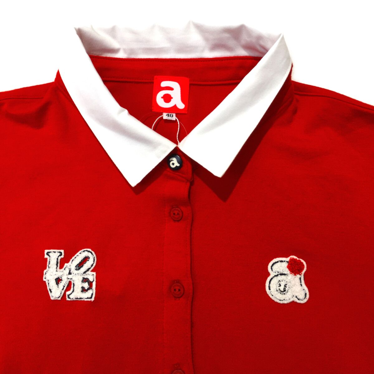archivio - coco 未使用品 アルチビオ archivio レディース 長袖ポロシャツ 40(L) 赤 レッド 春秋 未使用品 レディース アルチビオ archivio 長袖ポロシャツ 40(L