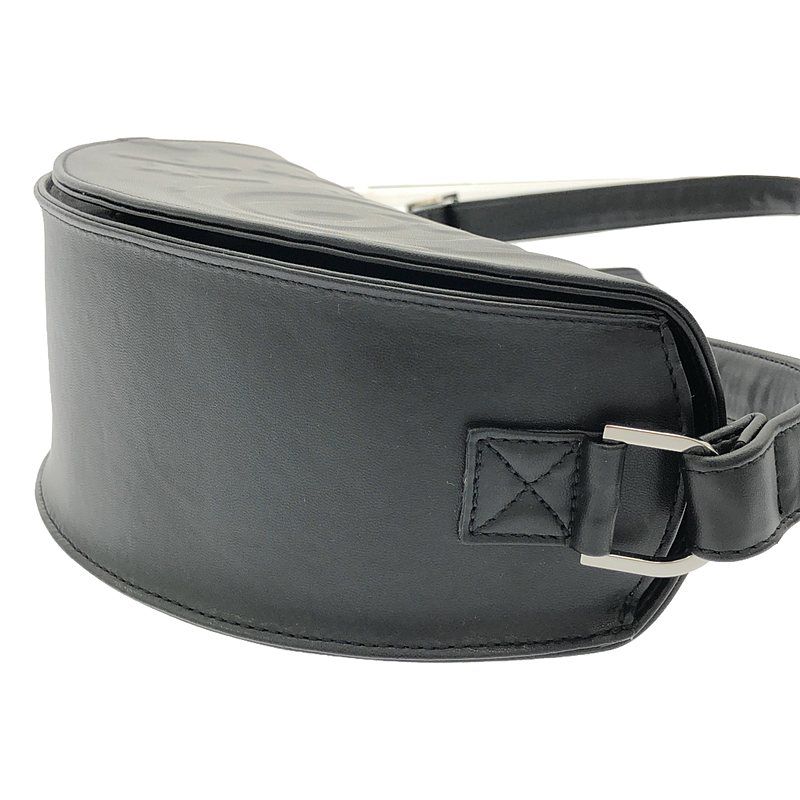 MM6 Maison Margiela / エムエムシックスメゾンマルジェラ | 2020AW | エンボス ロゴ ハーフムーン ショルダーバッグ | ブラック | レディース