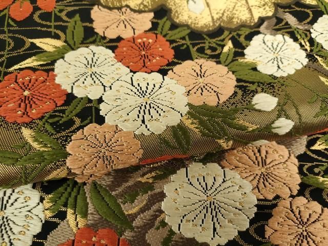 平和屋着物○西陣の名門 加納幸謹製 六通柄袋帯 唐織 能花譜 金糸 正絹  