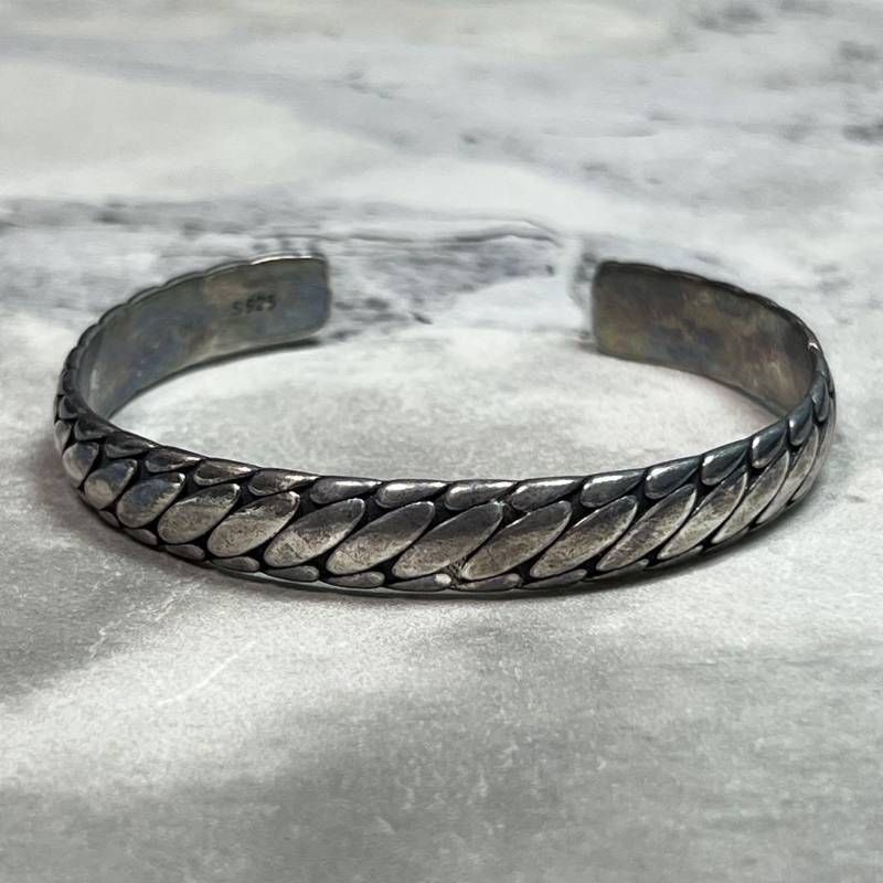 VINTAGE ヴィンテージ スケールデザイン バングル ブレスレット 鱗 メンズ レディース Bangle Chain Pattern Bracelet