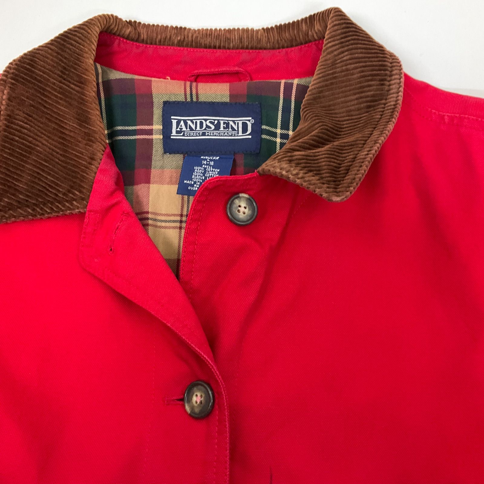 LANDS'END ランズエンド ハンティングジャケット 襟元 袖コーデュロイ. f89fdf29cb44cea60549e62f236c69