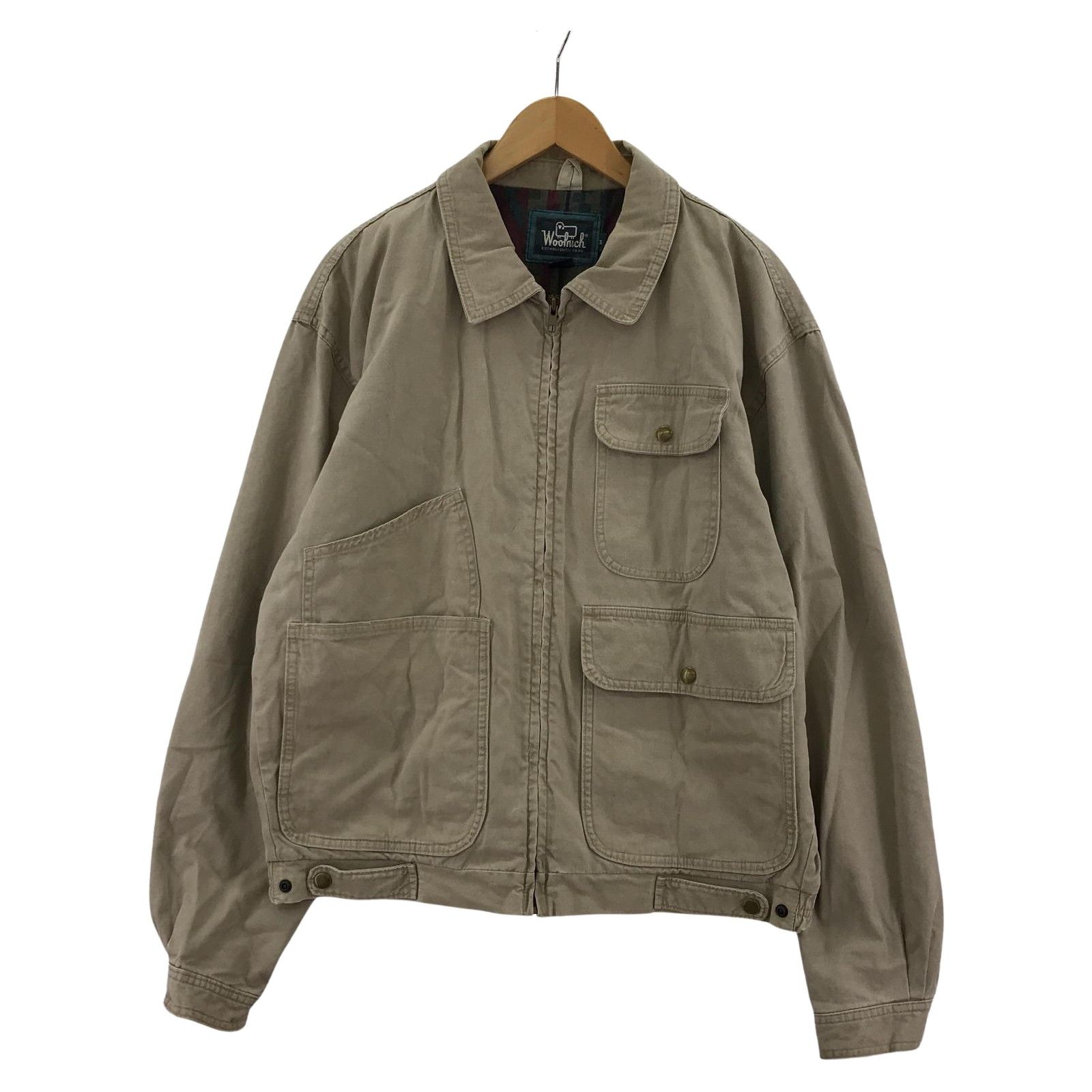 【SGAW 様】Woolrich 80s~ コットンジャケット ベージュ WOOLRICH ウールリッチ old USA製 ショート丈 コットン