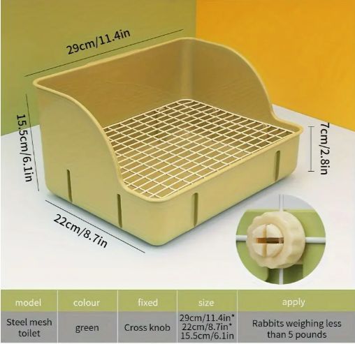 メッシュグリッド付き特大ウサギトイレボックス - 耐久性プラスチック ウサギ＆小動物 チンチラ 尿噴霧に最適