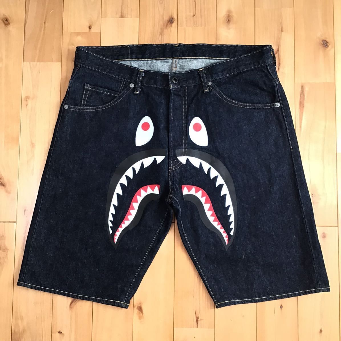 BAPE シャーク デニム ハーフパンツ shark ベイプ ape エイプ - メルカリ 