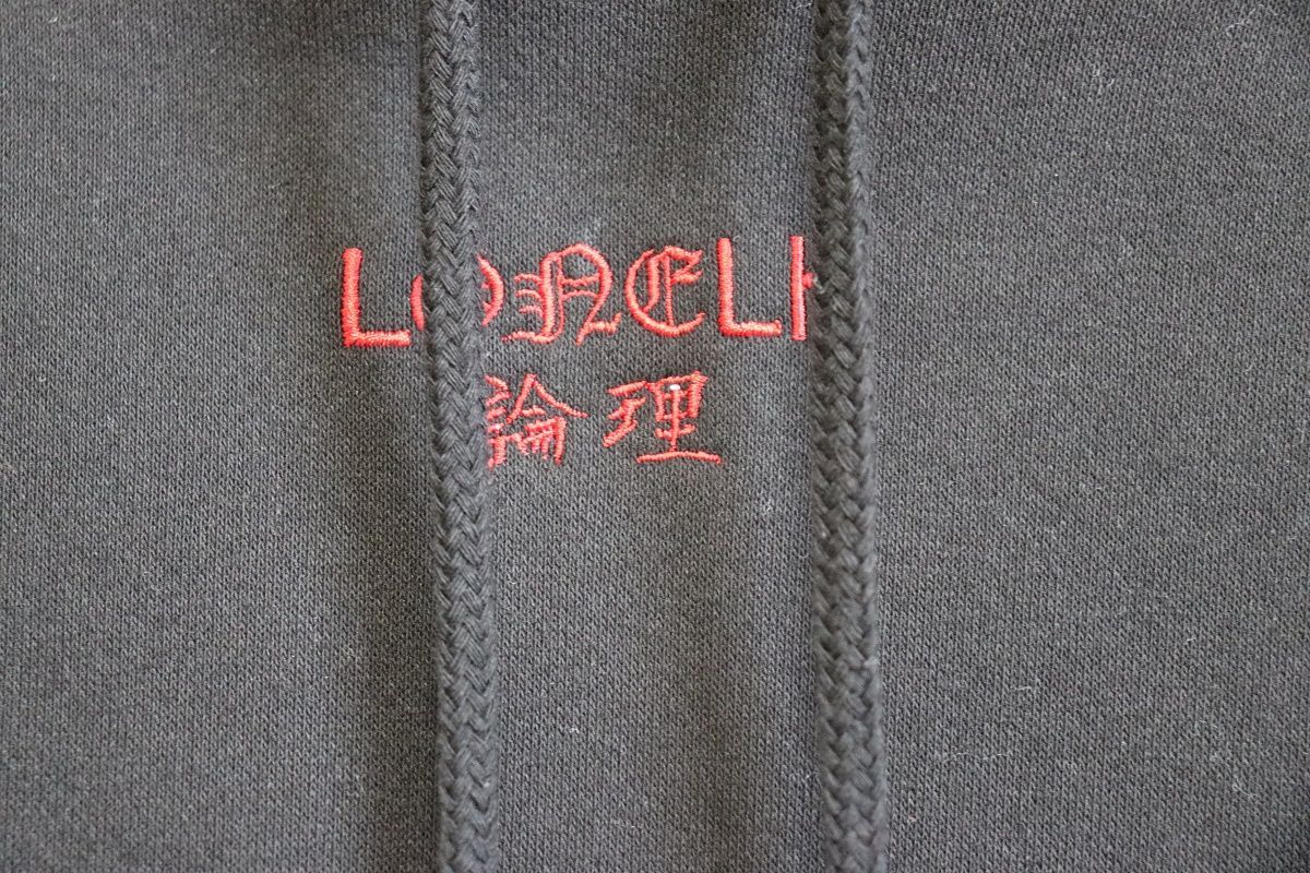 lonely論理 新品メンズパーカーXXL Supremeオマージュ黒サンプル刺繍