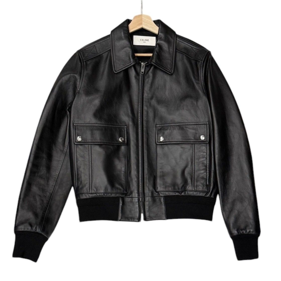 CELINE セリーヌ ブルゾン レザー ソフトラムスキン ライダース