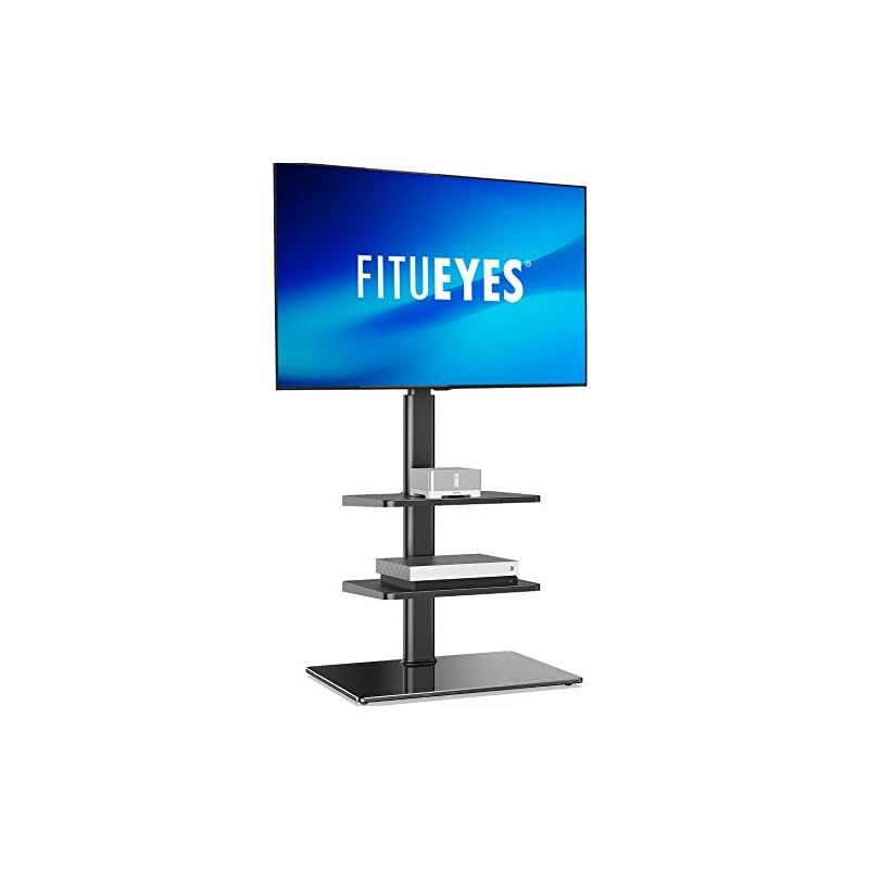 FITUEYES テレビスタンド 32～60インチ対応 2枚棚付き 壁寄せテレビスタンド 高さ調節可能 ラック回転可能 ブラック 0