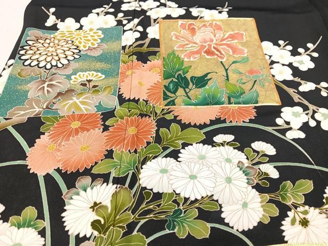 平和屋着物□豪華色留袖 駒刺繍 風景文 金彩 正絹 逸品 AAAO6380jd 平和