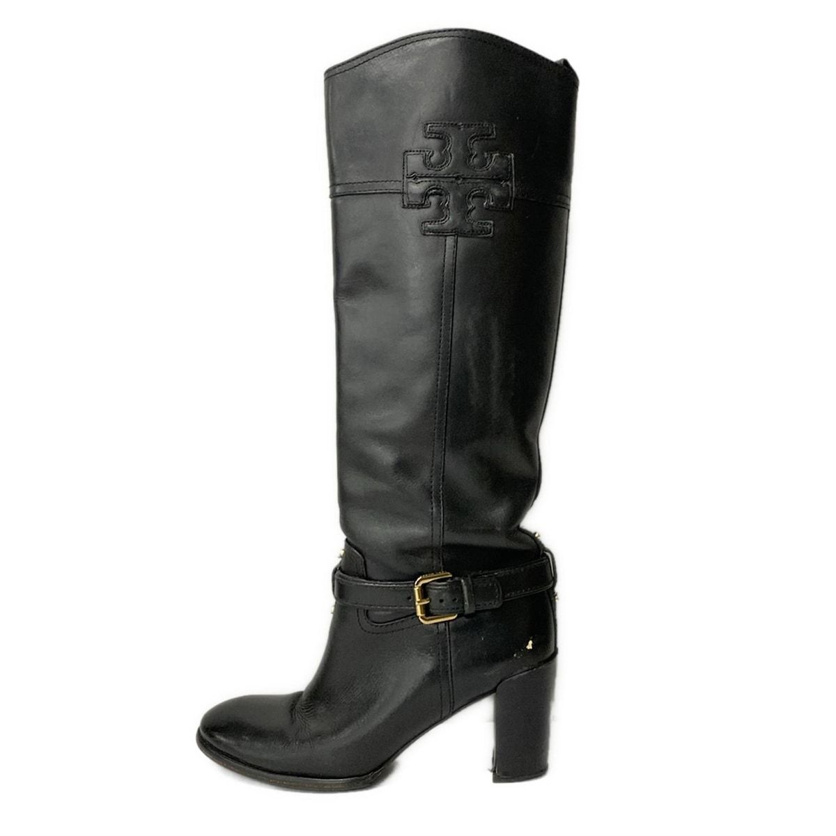 TORY BURCH トリーバーチ ロングブーツ 8M レディース - 黒 アウトソール張替済 レザー
