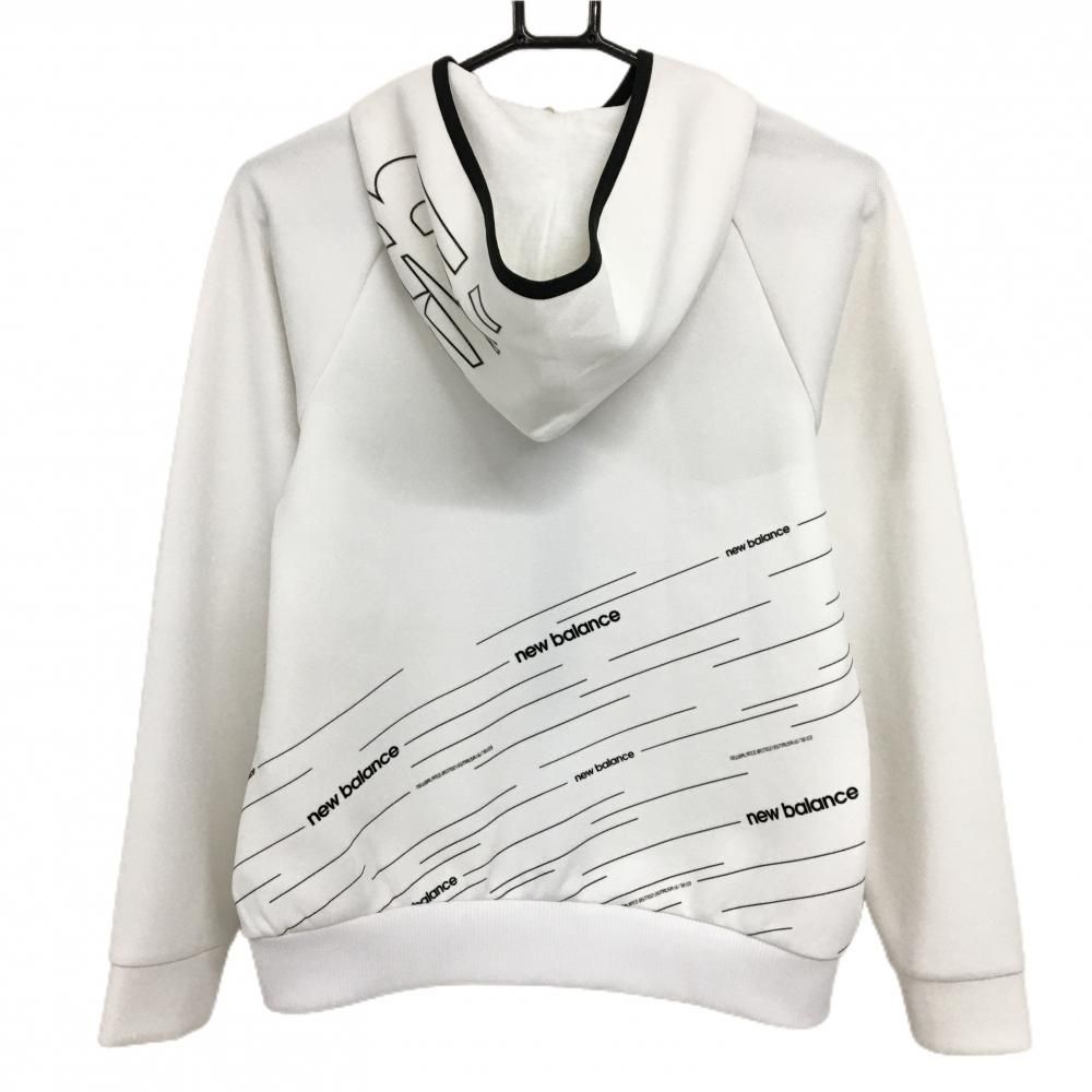 超美品】ニューバランスゴルフ ジップパーカー 白×黒 背面一部斜め