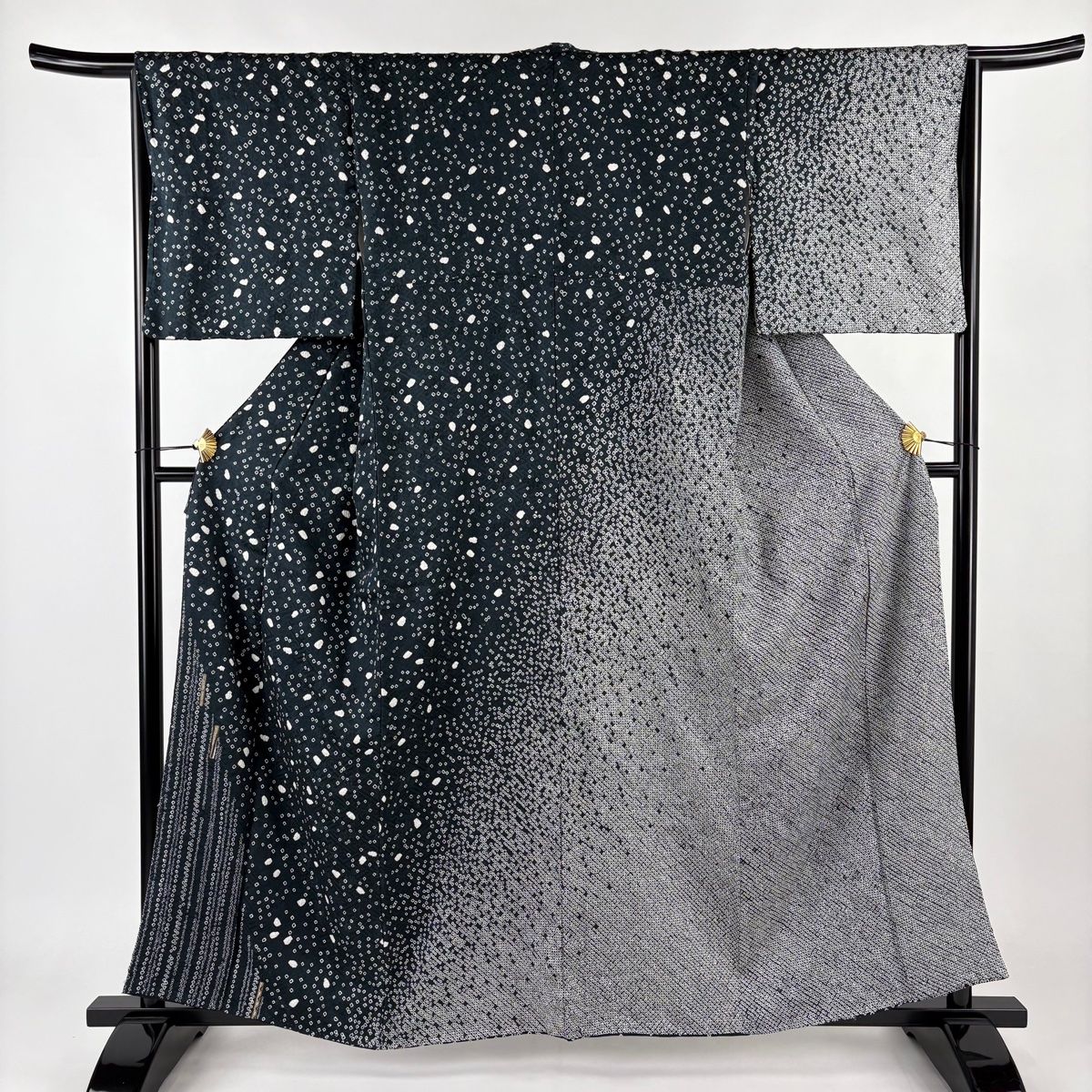 バイセル 着物 美品 名品 付下げ グレー 落款有 染め分け 検針済 夏 正絹 単衣 167cm Mサイズ ☆☆☆☆ 付下げ 身丈157.5cm 裄丈63cm S 袷 鳥 波 染め分け ぼかし 灰紫 正絹