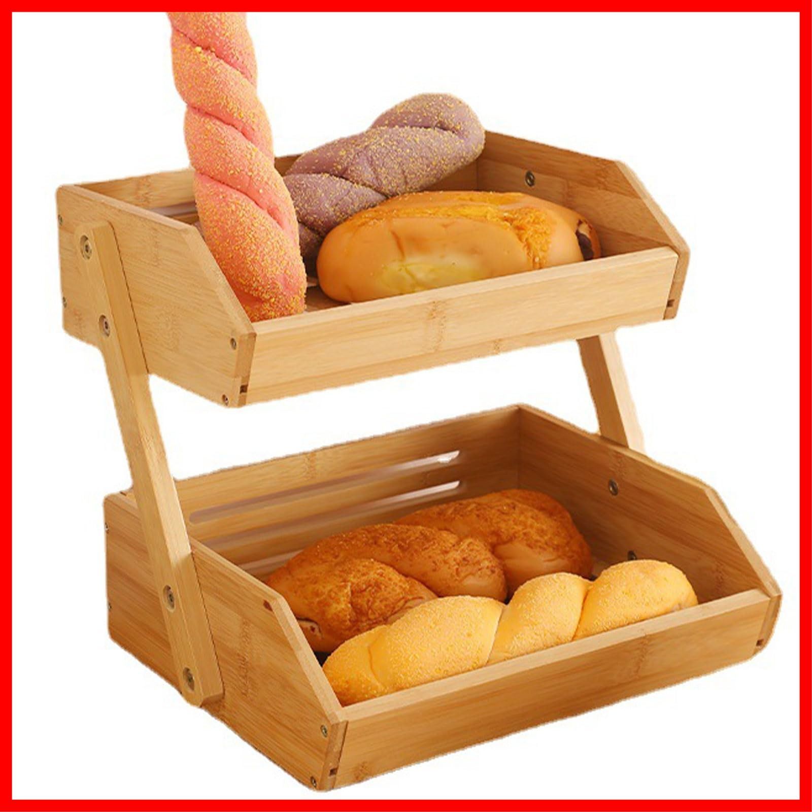 de madeira de 2 camadas suporte de de armazenamento de frutas de grande frutas capacidade organizador de bancada de cozinha cesta